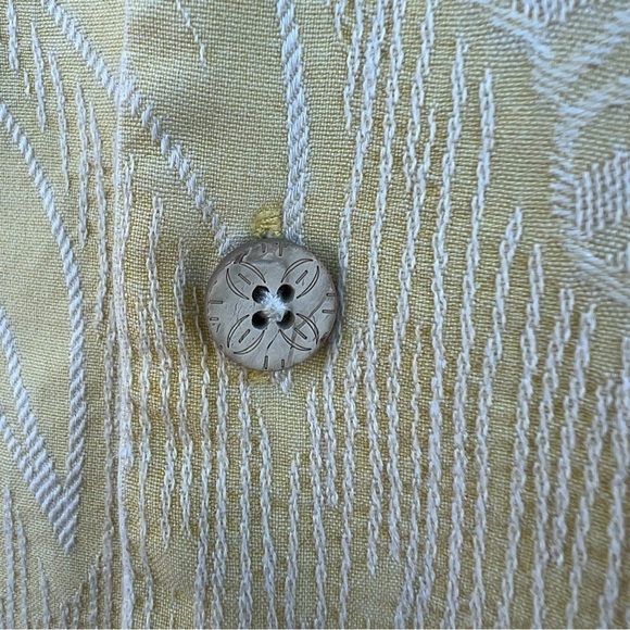 Jamaica Jaxx 100% Silk Jacquard Palm Frond Hawaiian Shirt Yellow XXL Banana Leaf - Picture 6 of 13